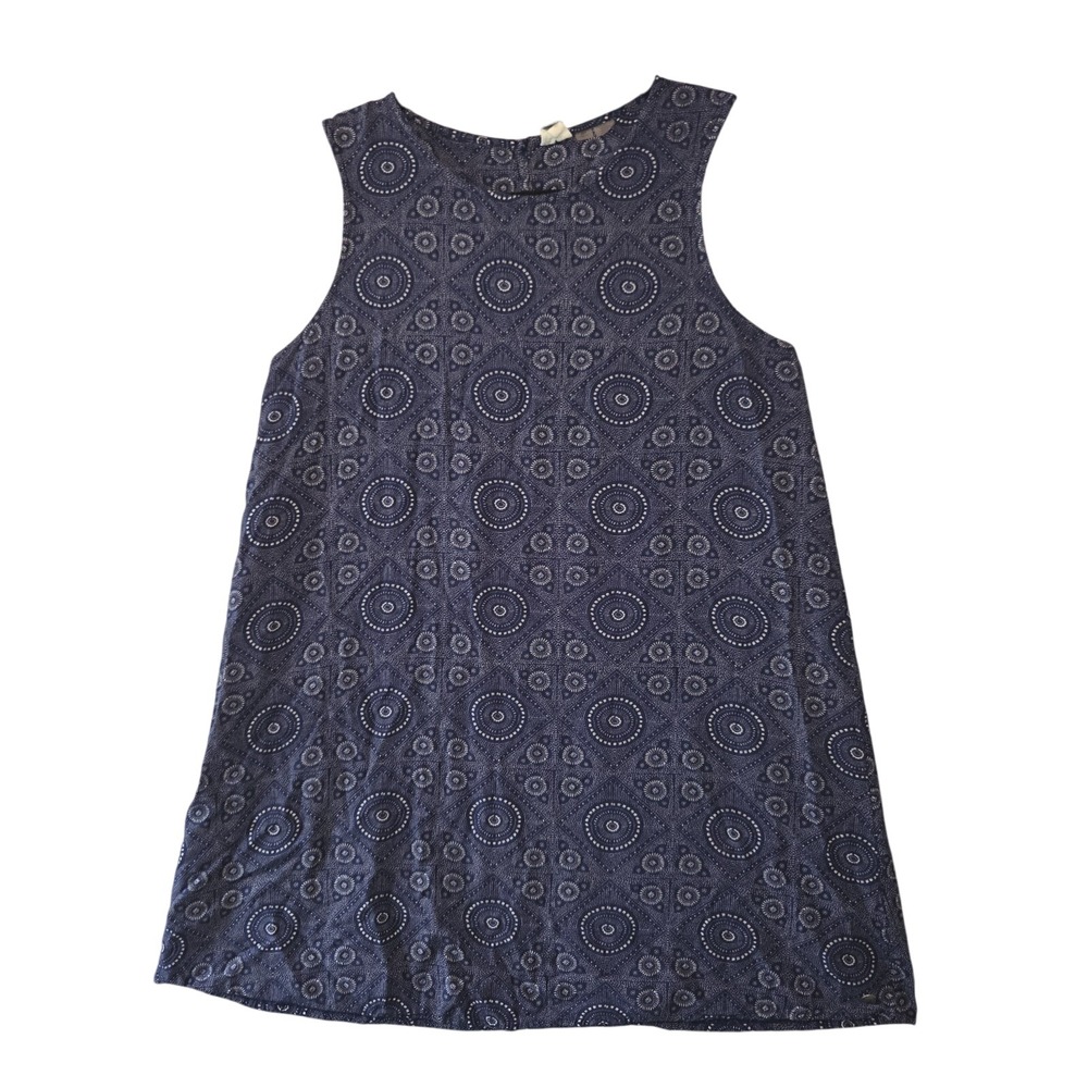 ROXY Mandala Print Maxi Dress Women's Medium Navy Blue Stretch Open Back Y2K